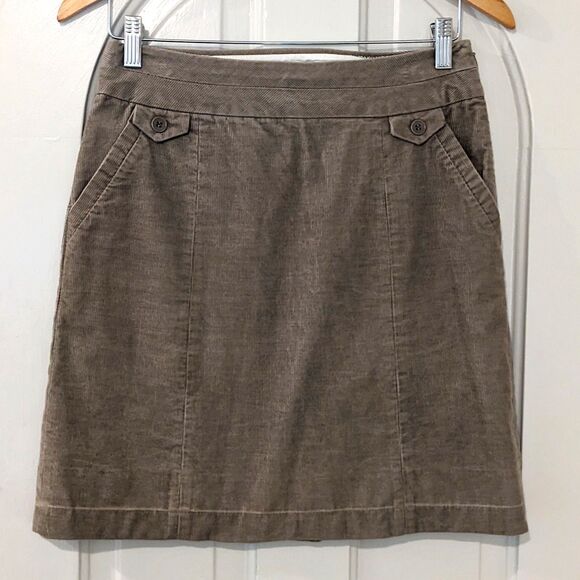 JIGSAW LONDON Sage Green / Taupe Mod 60s Vibe Corduroy Mini Skirt w/Pockets Sz 4 - Picture 4 of 6